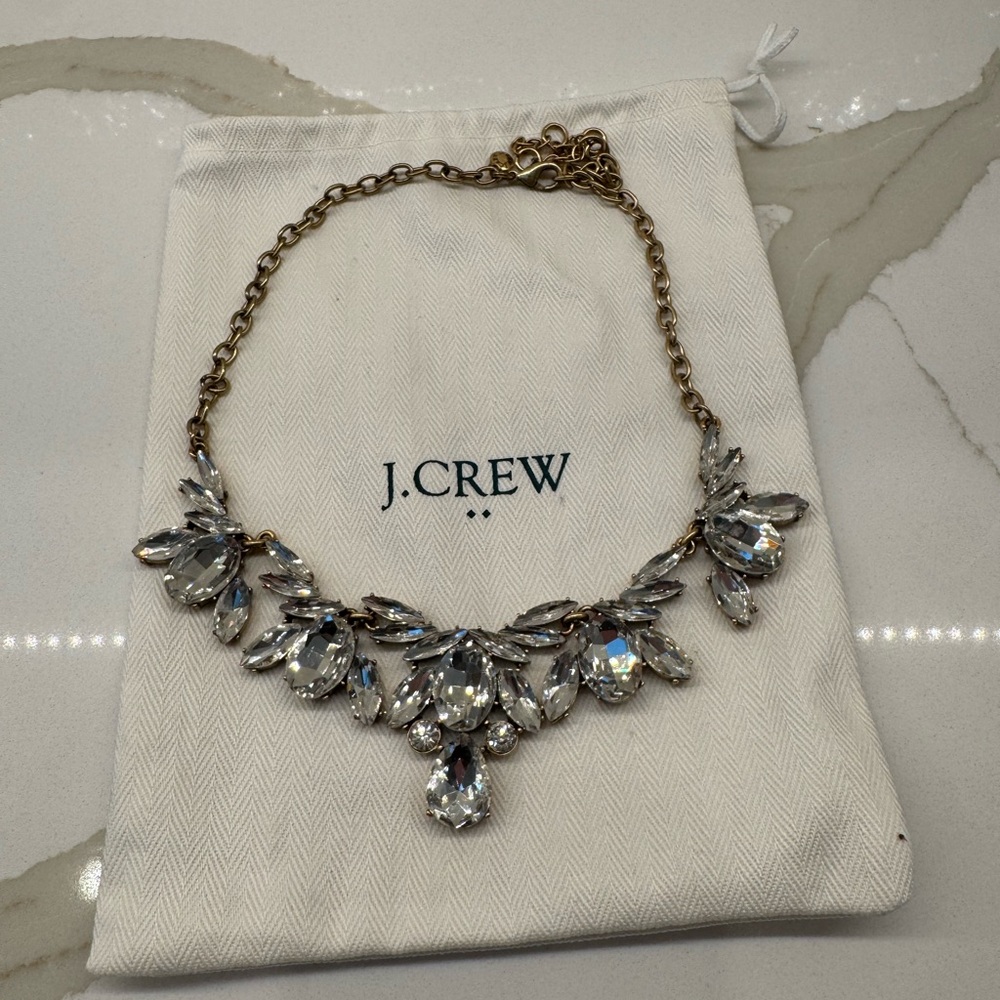 J. Crew Gold and Crystal Collar Necklace